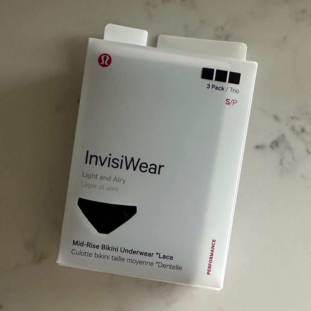 lululemon athletica InvisiWear Mid-Rise Bikini Underwear - Black (3 Pack)